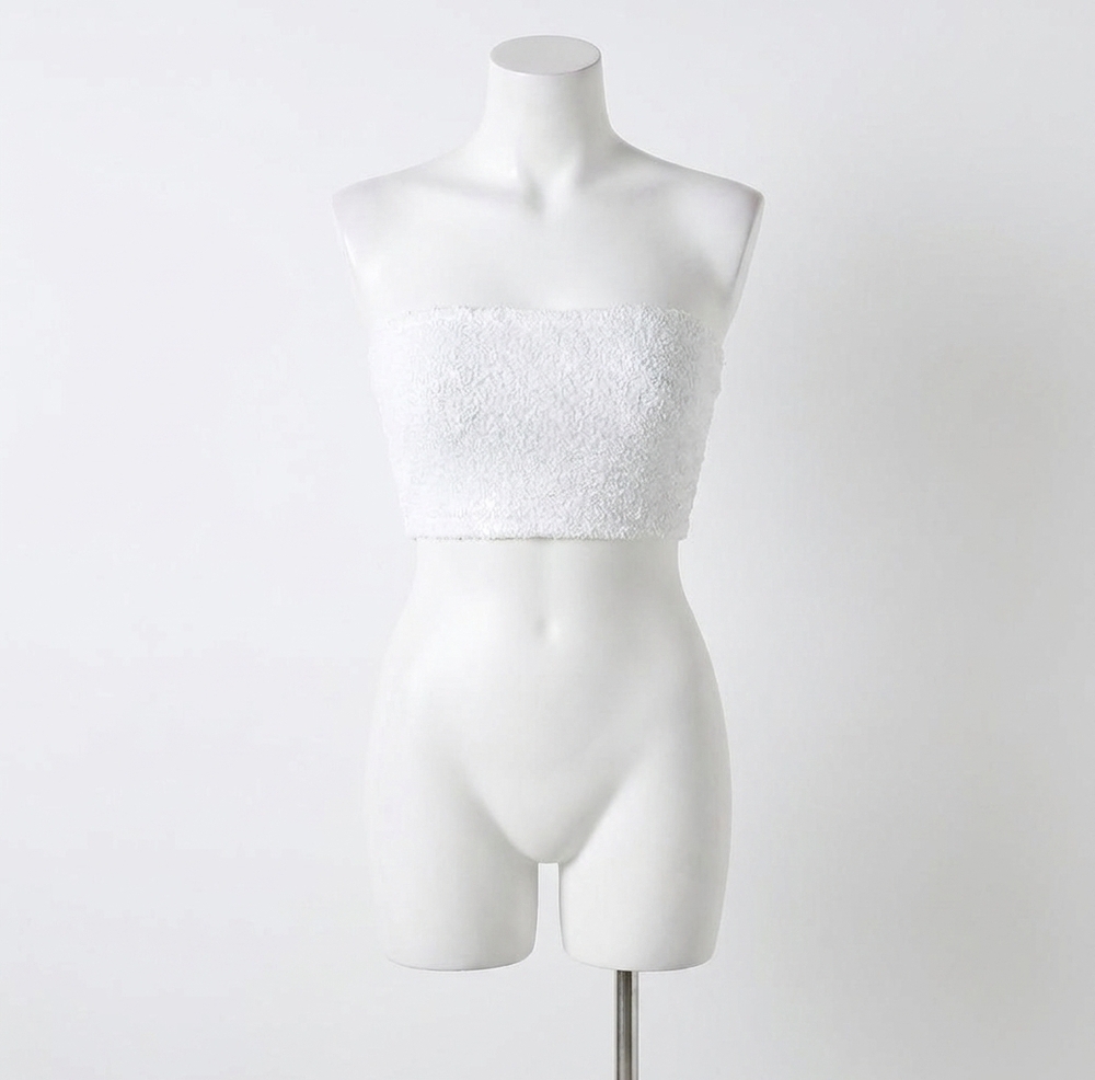NEW COMMANDO sequin bandeau top in white